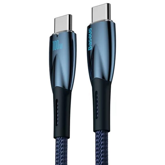 Дата кабель Baseus Glimmer Series Fast Charging Type-C to Type-C 100W 1m (CADH00070) Blue | Зображення 2