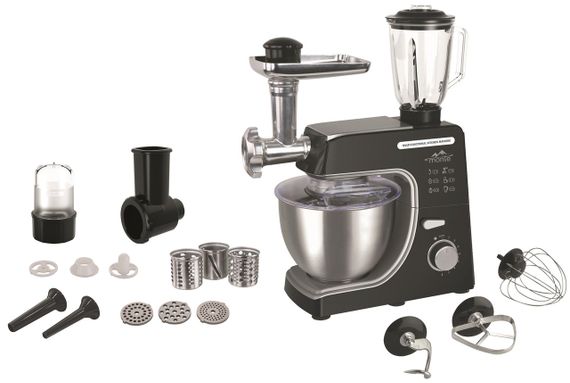 Кухонный комбайн Monte MT-2502 с мясорубкой и насадками для теста шинковки и взбивания мощность 1400 Вт