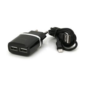 Набір СЗУ 110-240V HOCO C12 + кабель Lighting, 1xUSB, 2.4A, кабель 1м, Black, Blister
