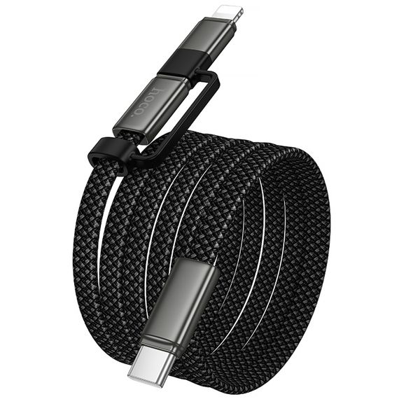 Дата кабель Hoco X125 Surplus 2in1 Type-C to Lightning/Type-C 60W (1m) Black | Зображення 4