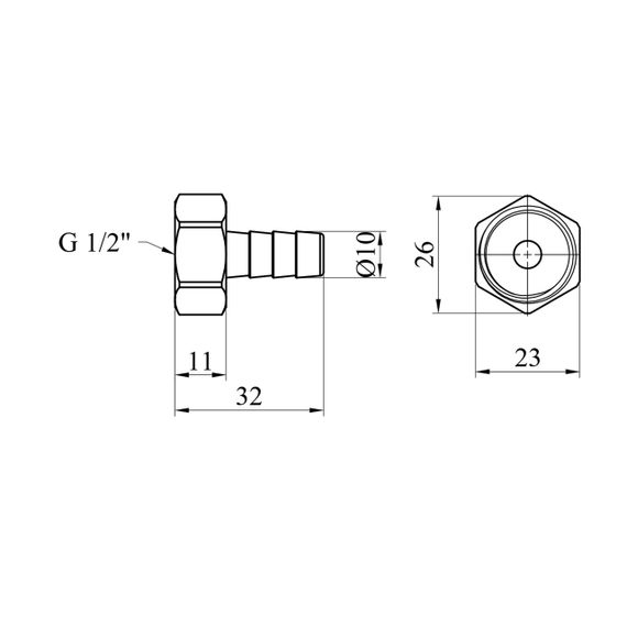Штуцер LexLine 1/2" РВ, D=10 мм латунный УК0002-3 | Зображення 1
