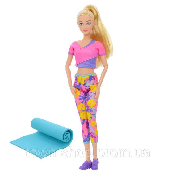 Детская кукла Yoga girl DEFA 8489, 28см, шарнирная, йогамат Розовый