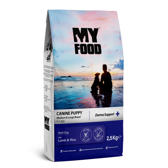 Сухий Корм Myfood Суперпреміум для цуценят середніх та великих порід з Ягням та Рисом 2,5 кг