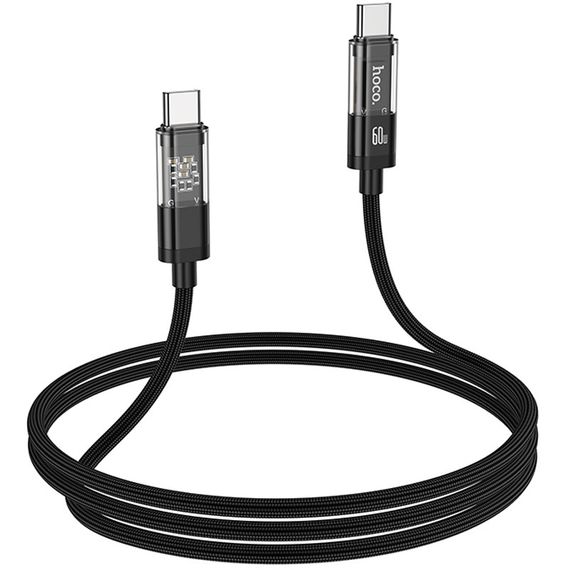 Дата кабель Hoco U116 Transparent Discovery Edition 60W Type-C to Type-C (1.2m) Black | Зображення 3