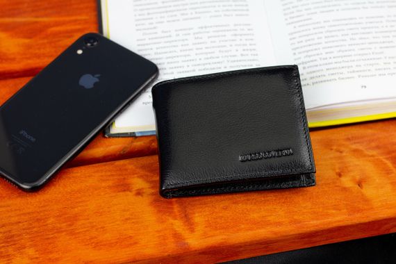 Черное мужское портмоне из натуральной кожи на магните с зажимом Marco Coverna MC-030AH-1 | Зображення 7