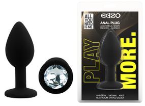 Силіконова анальна пробка EGZO - Silicone Black Round Plug Clear, size S Sex Aura