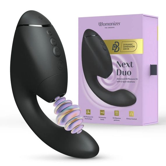 Вібратор-стимулятор вакуумний Womanizer Next Duo Black для точки G, чорний Sex Aura