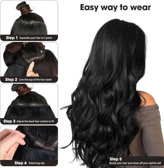 Накладные пряди на невидимой ленте клипсах 50см каштановые, волосы коричневые с карамельным мелированием | Зображення 4