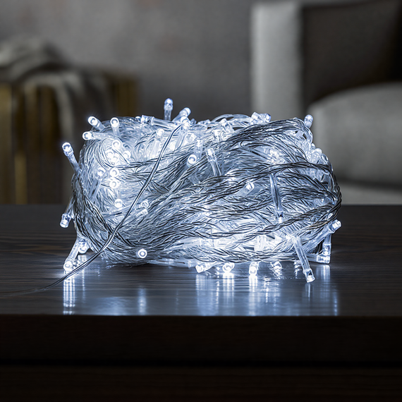 Новорічна гірлянда кімнатна нитка 18 м 180 LED білий провід Білий W180LED18MWW | Зображення 3