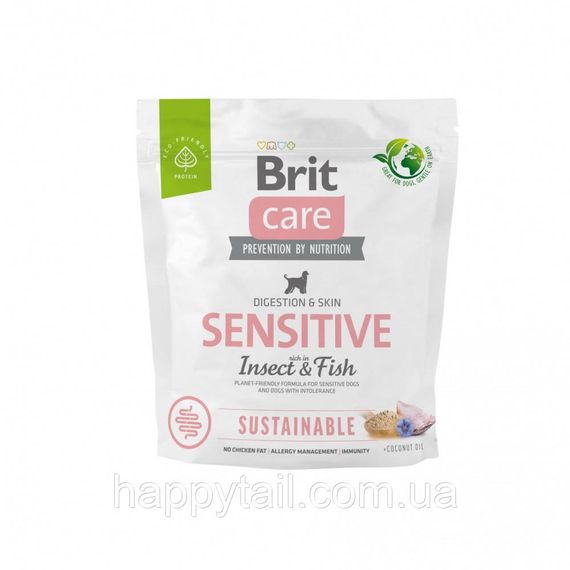 Корм сухой Brit Care Dog Sustainable Sensitive для собак с чувствительным пищеварением с рыбой и насекомыми 1 кг