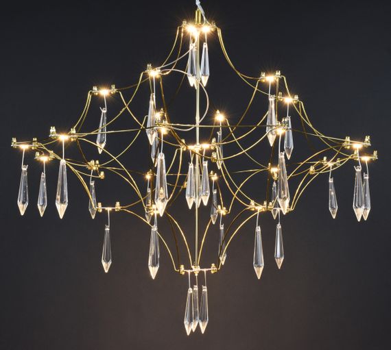 Люстра світлодіодна підвісна LED світильник для квартири на стелю лед 27872 Золото 65-180х60х60 см. | Зображення 5