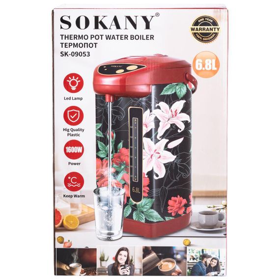 Термопот с функцией поддержки температуры 6.8 л чайник термос 1600 Вт Sokany SK-09053 | Зображення 2