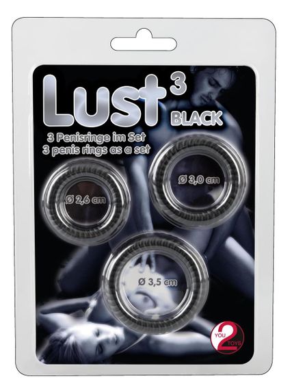 Набір ерекційних кілець Lust колір чорний Sex Aura