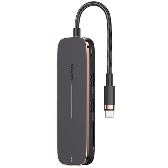 Уценка Переходник HUB Usams US-SJ575 6in1 Multifunctional (Type-C to 2USB+Type-C+Micro SD+SD+HDMI)