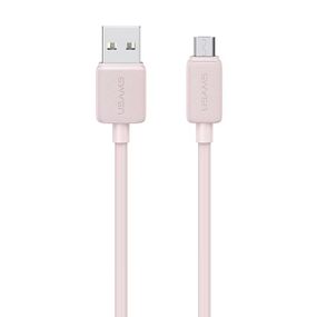 Дата кабель Usams US-SJ690 Striped KY Ser. USB to MicroUSB 2A (1m) Pink