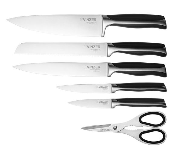 Набір кухонних ножів з підставкою Vinzer Chef 50119, 7 предметів, нержавіюча сталь, гострі | Зображення 1