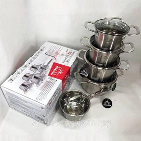 Набор кастрюль из нержавеющей стали 10, Кастрюли из нержавейки, Набор высоких кастрюль VQ-64