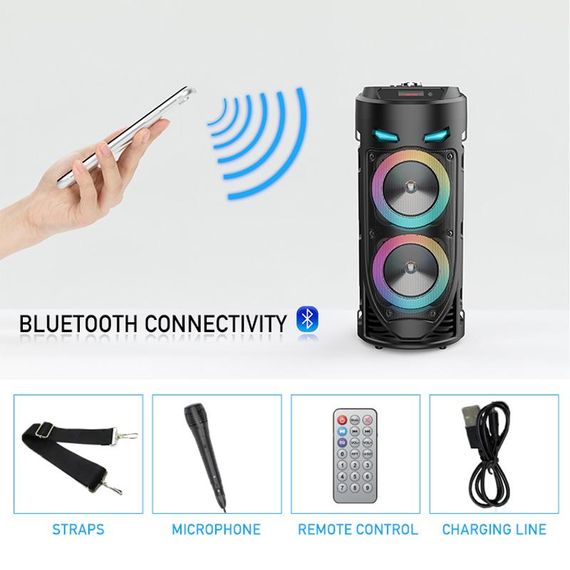 Портативная Bluetooth-колонка Sing-e ZQS4239 с LED-подсветкой / Беспроводная колонка для вечеринок с микрофоном 30W | Зображення 6