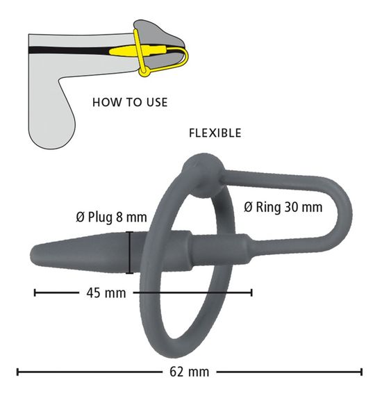Эрекционное кольцо - Penis Plug With Glans Ring sexstyle | Зображення 5