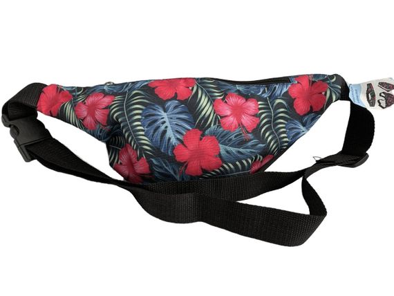 Сумка поясна бананка 4Profi Міні  з принтом " квіти" з двома відділеннями