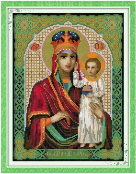 Набір для вишивання за нанесеною на канву схемою "Madonna and Child (15)". AIDA 14CT printed 29*36 см