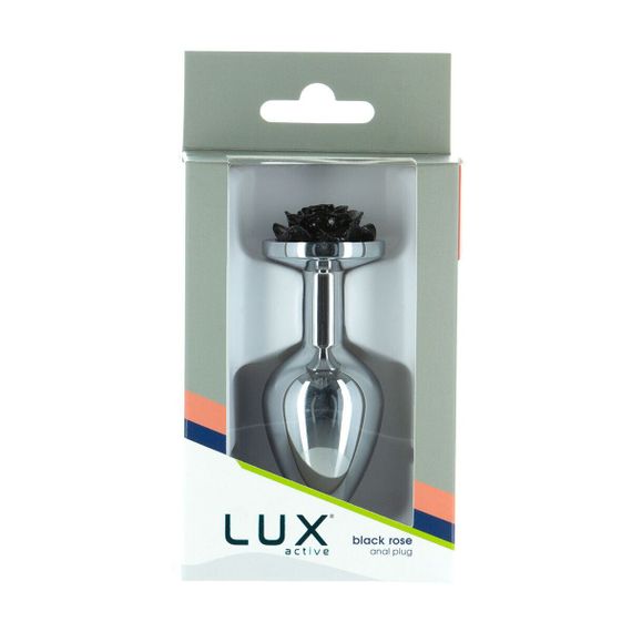 Металева анальна пробка Lux Active з трояндою - Rose Anal Plug - Black, віброкуля в подарунок | Зображення 4