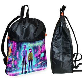 Рюкзак-мешок для обуви,спортивной формы Рик и Морти детская сумка для сменки с расширителем (01386)