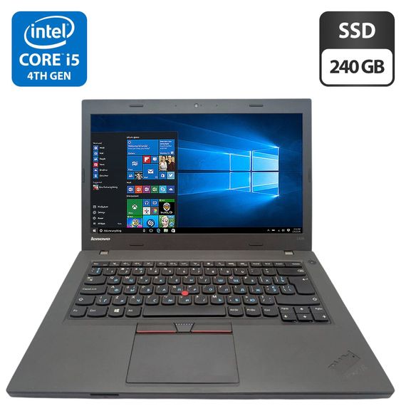 Ноутбук Lenovo ThinkPad L450 / 14" (1366x768) TN / Intel Core i5-4300U (2 (4) ядра по 1.9 - 2.9 GHz) / 8 GB DDR3 / 240 GB SSD / Intel HD Graphics 4400 / WebCam б/у