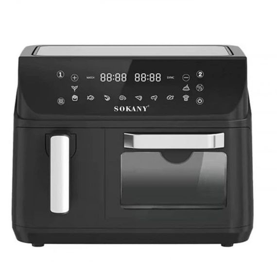 Аэрофритюрница двухкамерная Sokany SK-10060 2400W электродуховка 8,5л + аэрогриль безмасляная 4л без масла JG-11 | Зображення 1
