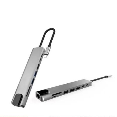 Концентратор XoKo Type-C to RJ45+HDMI+2xUSB 3.0+ TF,SD reader+ PD Type-C+ Type (XK-AC550-SL) (XK-AC550-SL)