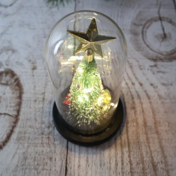 Нічник новорічна ялинка у скляній колбі gold star | Зображення 2