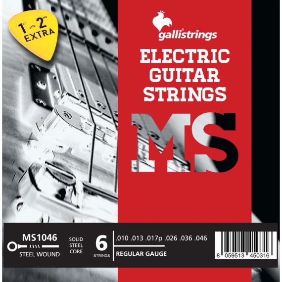 Струни для електрогітари Gallistrings MS1046 (.010-.046), REGULAR, Steel
