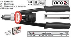 Заклепочник YATO Польша двуручный для гаек нито резьбовой М5-12 l=338 мм YT-36119