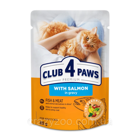 Влажный корм для котов Club 4 Paws с лососем в соусе 85 г B5622501