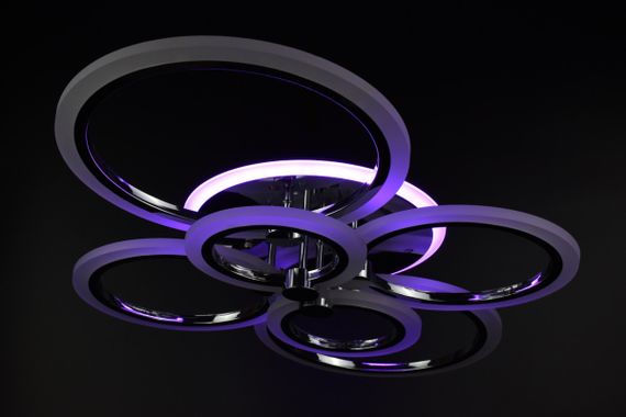 Люстра світлодіодна стельова LED світильник для квартири на стелю лед з пультом 25957 Хром 11х57х77 см. | Зображення 6