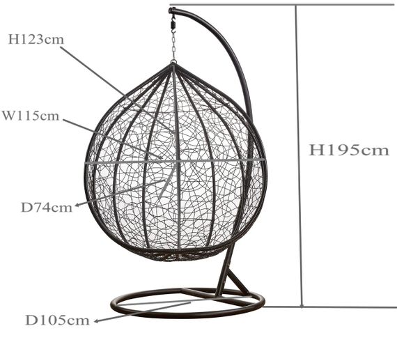 Подвесное кресло-качалка кокон Bonro Бонро 329XL (черно-серое) (46000013) | Зображення 6