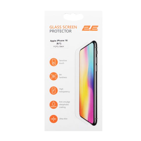Захисне скло 2E  для Apple iPhone 16(6.1), 2.5D FCFG, (1 Pack), чорна рамка (2E-IP-16.-6.1-SMFCFG-BB) | Зображення 5
