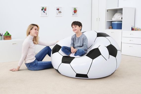 Надувное кресло-пуф Inflatable Sofa / Надувное кресло-мешок 110×110×85 см Черно-белый | Зображення 5