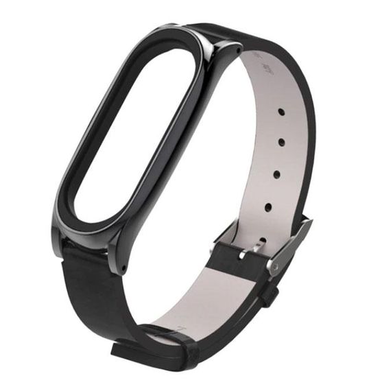 Шкіряний ремінець Primo Mijobs для фітнес-браслета Xiaomi Mi Smart Band 7 - Black | Зображення 1