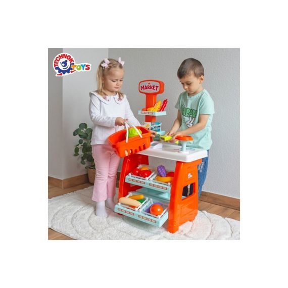 Ігровий дитячий набір "Маркет" 0730TXK прилавок з полицями, кошик, різні продукти | Зображення 7