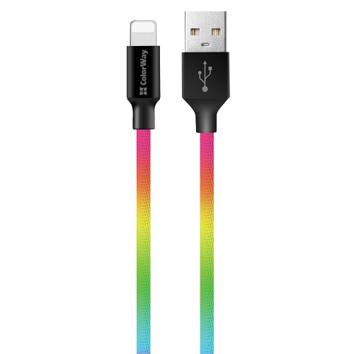 Кабель USB Lightning ColorWay CW-CBUL016-MC 2,4A 1м різнокольоровий | Зображення 1