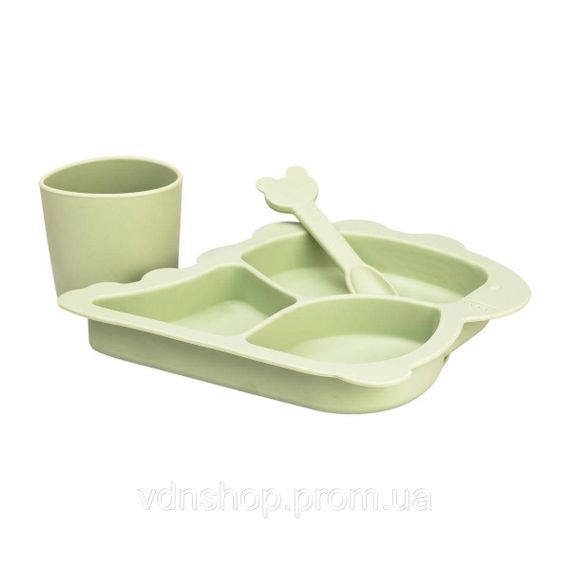 Детский набор силиконовой посуды 3 предмета зеленый HP34545G | Зображення 1