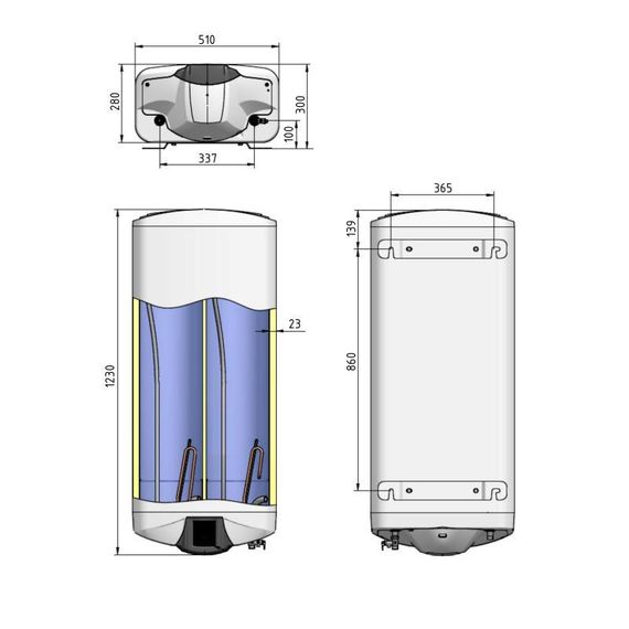 Водонагрівач електричний Thermo Alliance Spectra Flat 80 л універсальний, мокрий ТЕН 3,3 кВт, h 279 мм | Зображення 1