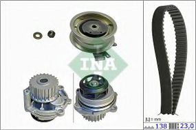 Водяний насос + комплект зубчастого ременя SKODA OCTAVIA (1Z3), 0204 - 0613 1.6 (Вир-во INA) INA 530017131 на VW GOLF PLUS (5M1, 521)