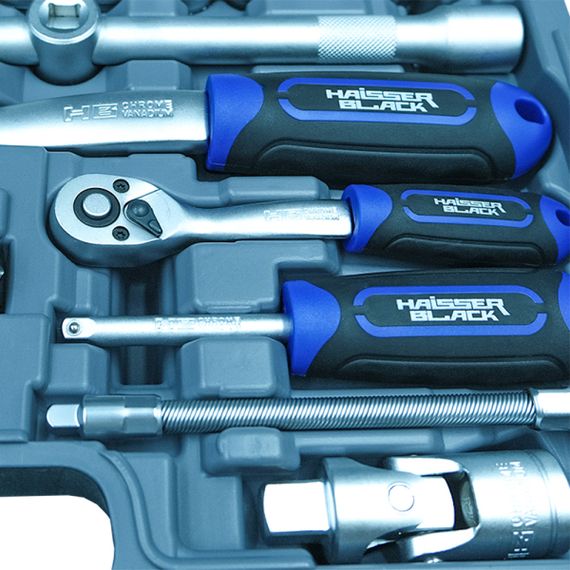 Набор инструментов профессиональный 1/4" и 1/2" 82 ед. Haisser BLACK 70253 | Зображення 3