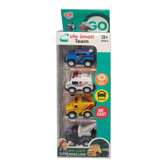 Набор игрушечных машинок JM52252, 4 машинки в наборе, коробка 9,1*4,2*26,8см Желто-синий