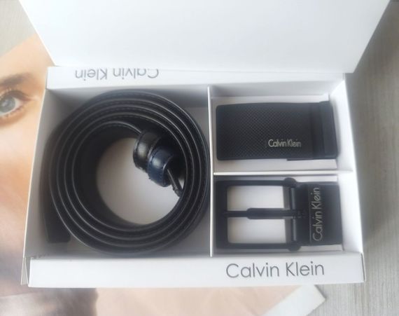Чоловічий шкіряний подарунковий набір Calvin Klein двосторонній ремінь black/blue з двома пряжками | Зображення 3