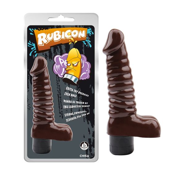 Вібратор рельєфний з яєчками Chisa RUBICON, коричневий Sex Aura