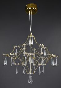 Люстра світлодіодна підвісна LED світильник для квартири на стелю лед 27872 Золото 65-180х60х60 см.