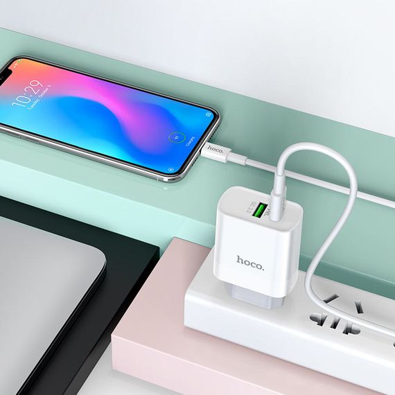 СЗУ HOCO C80A Rapido PD20W+QC3.0 Type-C + USB + Type-C to Type-C cable | Зображення 4